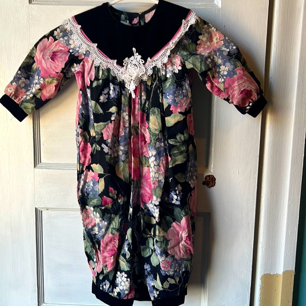 Vintage Jo-lene floral girls Romper 18 mos